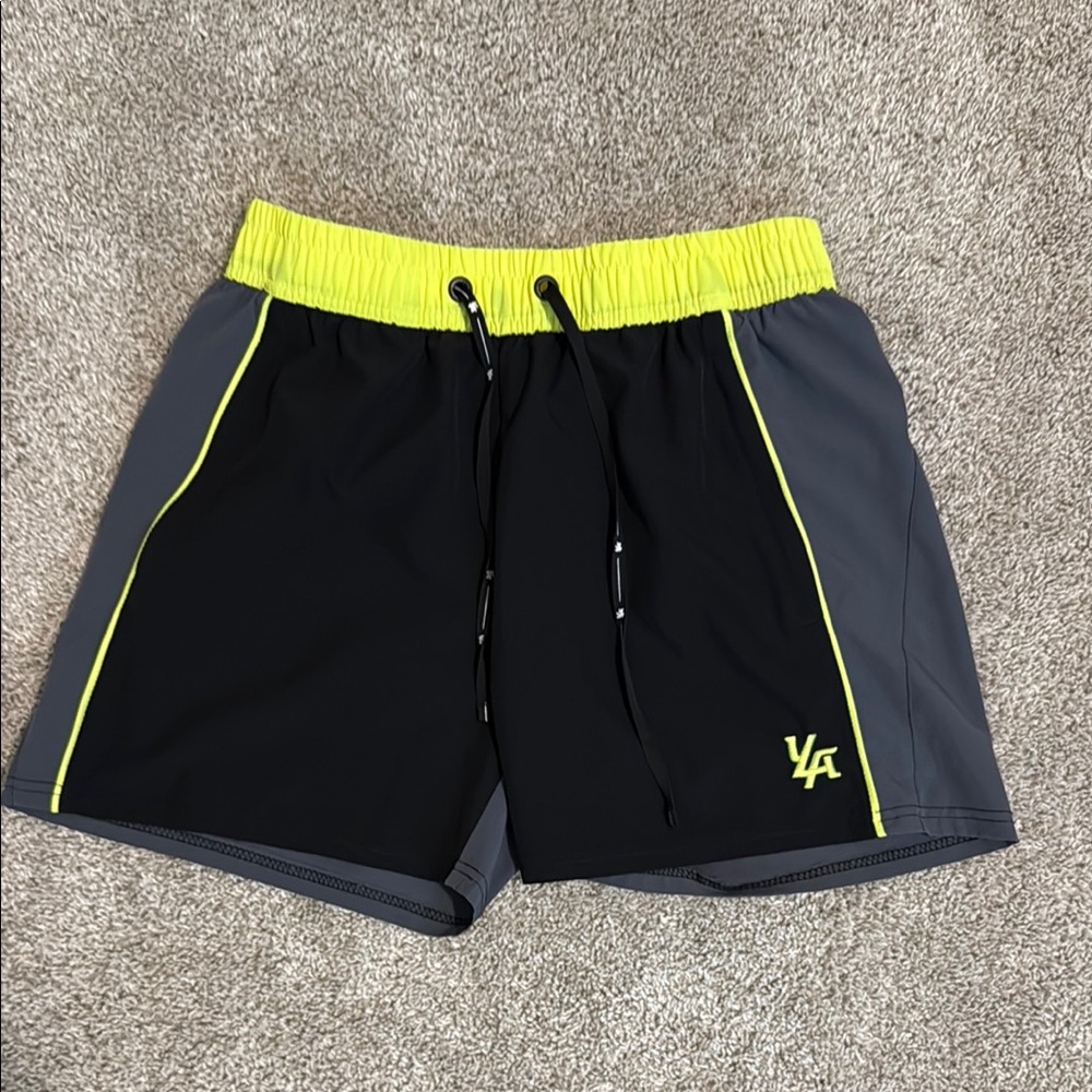 Men's YoungLA Black and Yellow Athletic Shorts